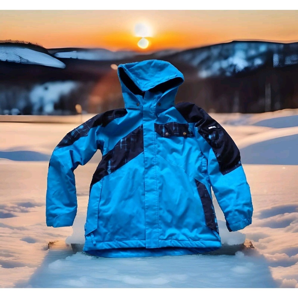 Ride Snowboards Jacket Boys L‎ 13-14 Blue Excellent Hydrapel Hooded Winter Coat